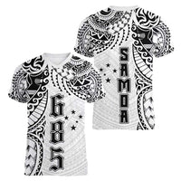 Samoa 685 Art Traditional Tattoo Pattern Women V-Neck T-Shirt White Color
