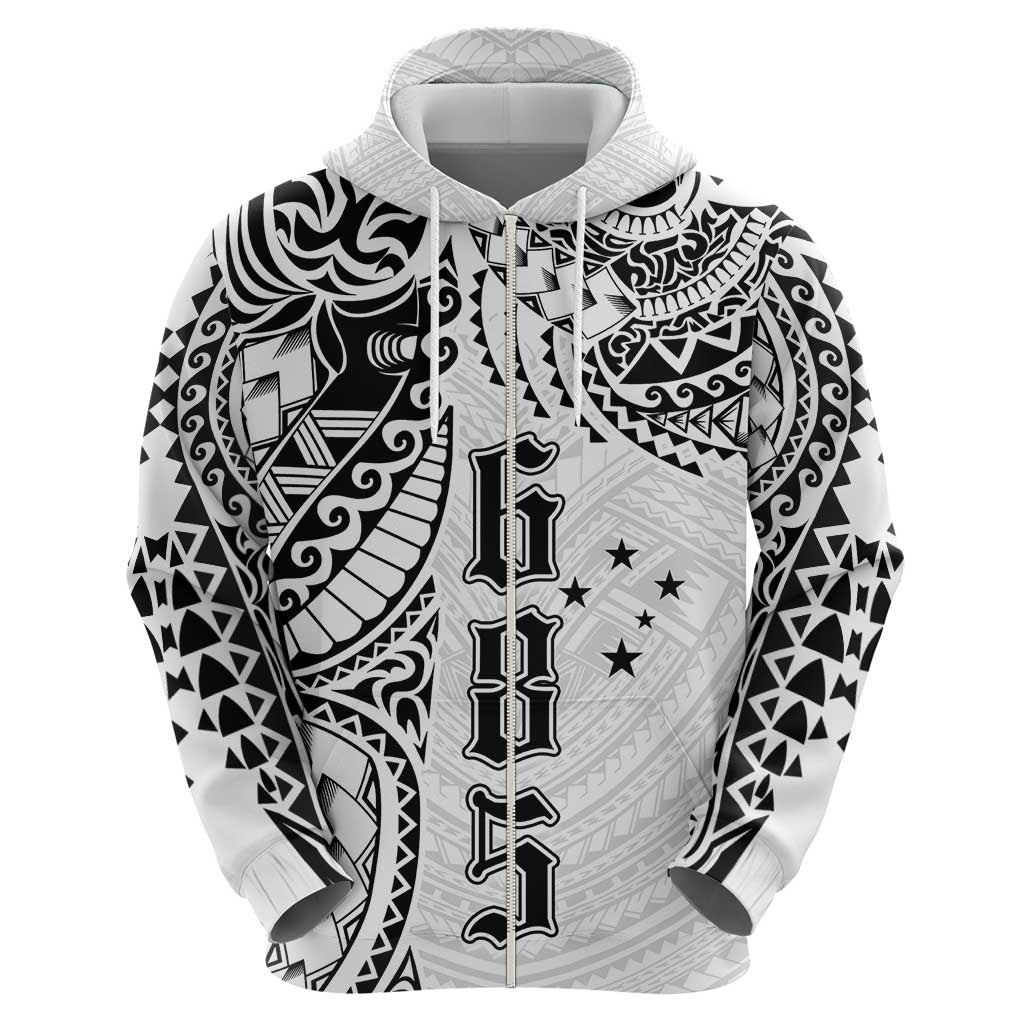 Samoa 685 Art Traditional Tattoo Pattern Zip Hoodie White Color