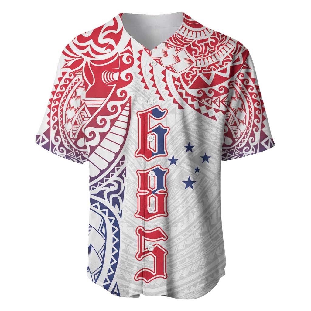 Samoa 685 Art Traditional Tattoo Pattern Baseball Jersey Gradient Color LT03 White - Polynesian Pride
