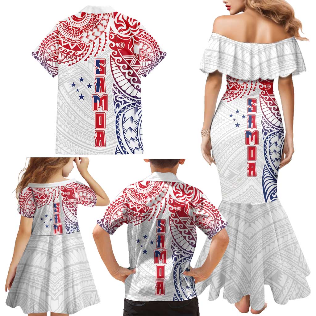 Samoa 685 Art Traditional Tattoo Pattern Family Matching Mermaid Dress and Hawaiian Shirt Gradient Color