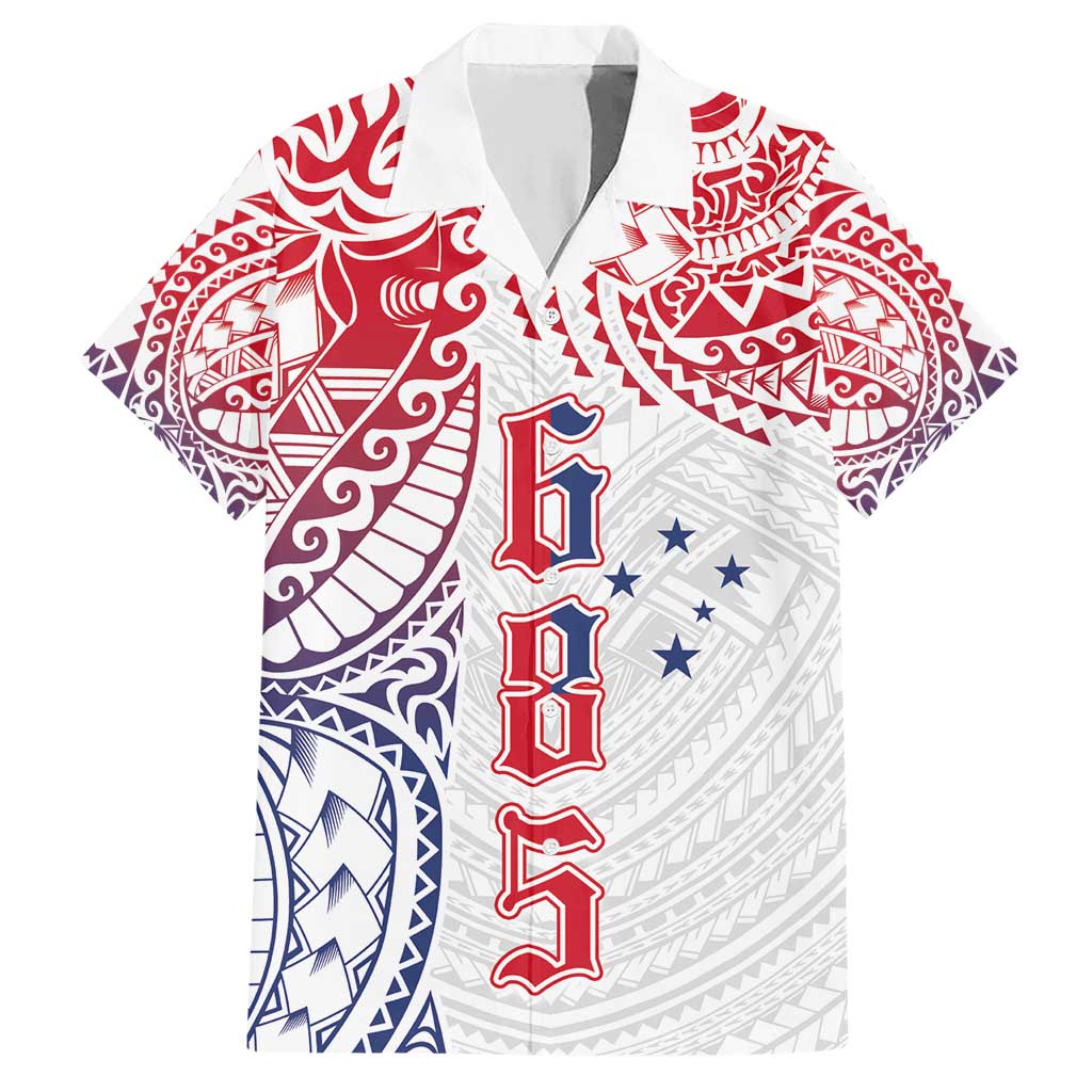 Samoa 685 Art Traditional Tattoo Pattern Family Matching Short Sleeve Bodycon Dress and Hawaiian Shirt Gradient Color