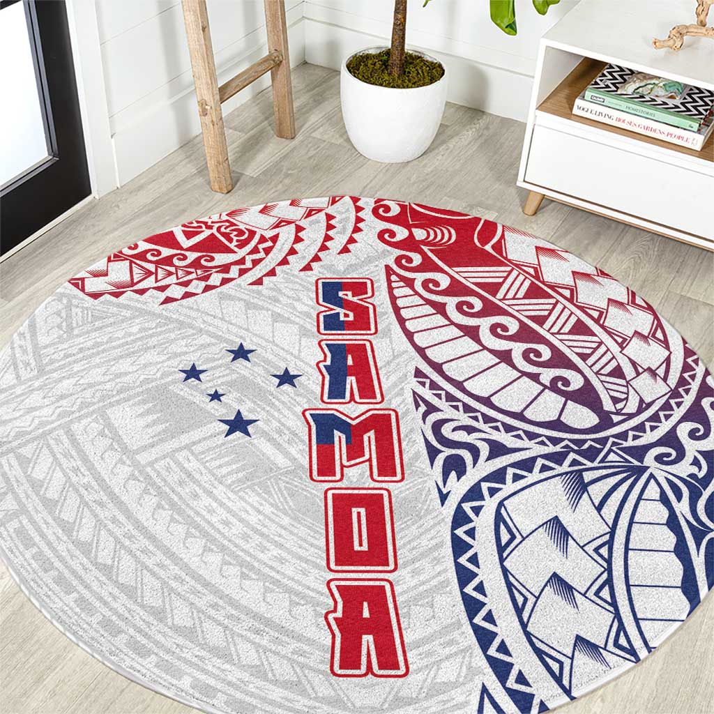 Samoa 685 Art Traditional Tattoo Pattern Round Carpet Gradient Color LT03 White - Polynesian Pride