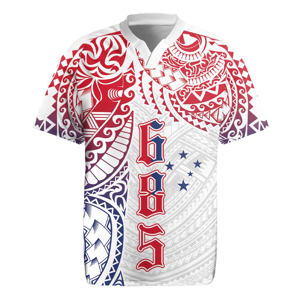 Samoa 685 Art Traditional Tattoo Pattern Rugby Jersey Gradient Color LT03 White - Polynesian Pride