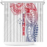 Samoa 685 Art Traditional Tattoo Pattern Shower Curtain Gradient Color LT03 White - Polynesian Pride