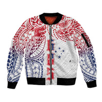 Samoa 685 Art Traditional Tattoo Pattern Sleeve Zip Bomber Jacket Gradient Color LT03 Unisex White - Polynesian Pride