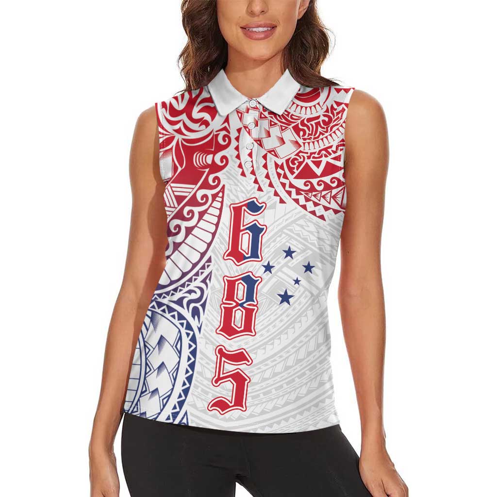Samoa 685 Art Traditional Tattoo Pattern Women Sleeveless Polo Shirt Gradient Color