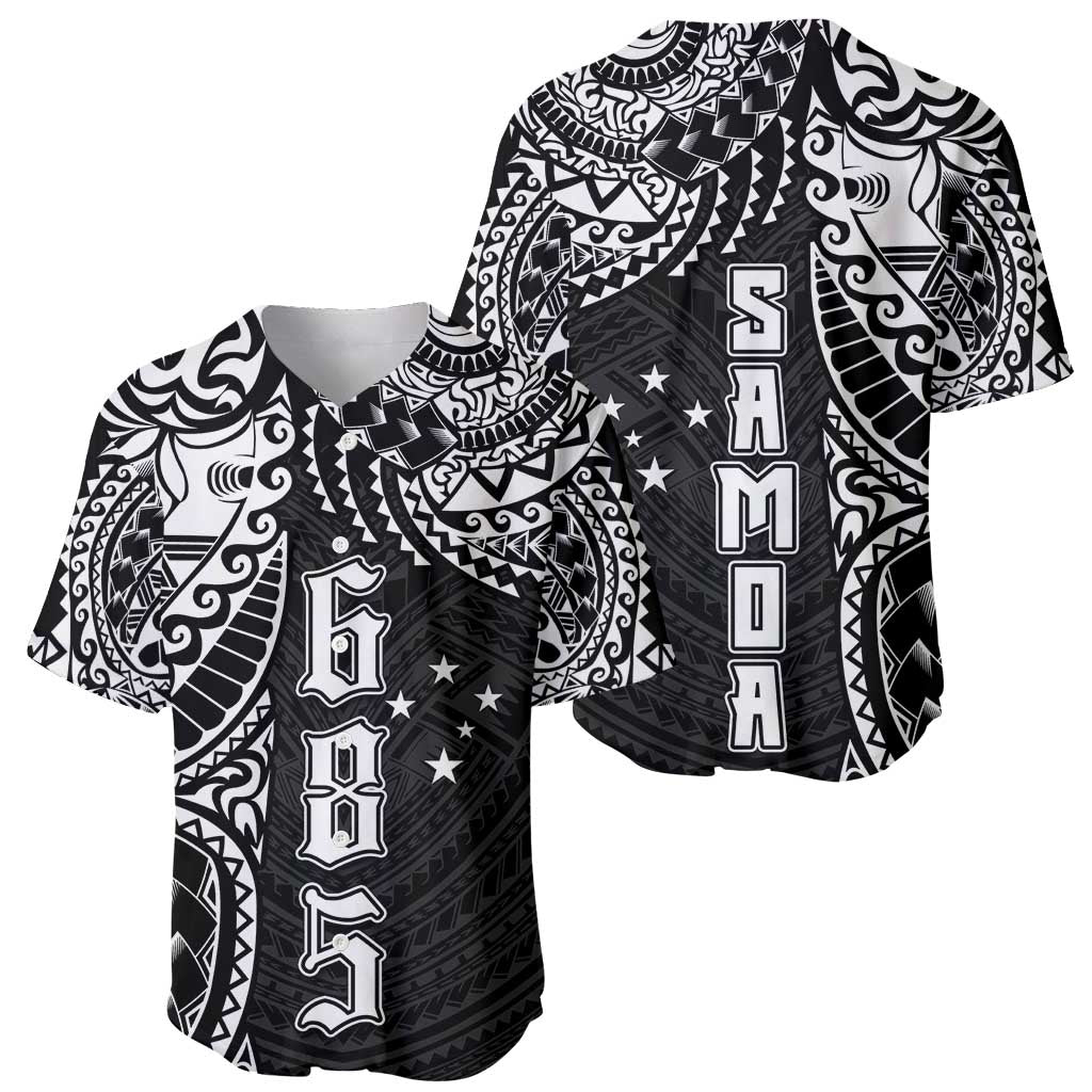Samoa 685 Art Traditional Tattoo Pattern Baseball Jersey Black Color LT03 - Polynesian Pride