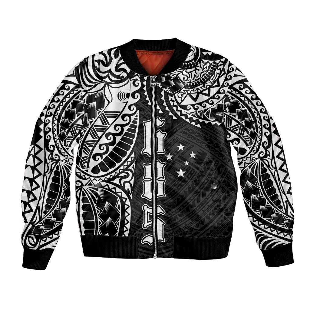 Samoa 685 Art Traditional Tattoo Pattern Bomber Jacket Black Color LT03 Unisex Black - Polynesian Pride