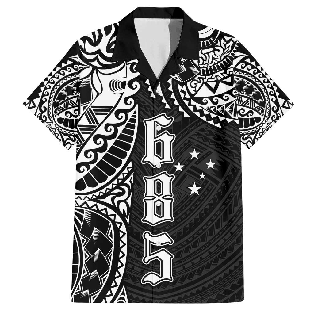 Samoa 685 Art Traditional Tattoo Pattern Family Matching Long Sleeve Bodycon Dress and Hawaiian Shirt Black Color