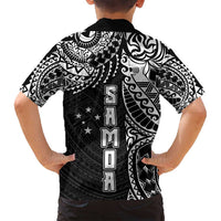 Samoa 685 Art Traditional Tattoo Pattern Family Matching Off Shoulder Maxi Dress and Hawaiian Shirt Black Color