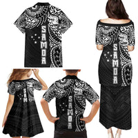 Samoa 685 Art Traditional Tattoo Pattern Family Matching Puletasi and Hawaiian Shirt Black Color