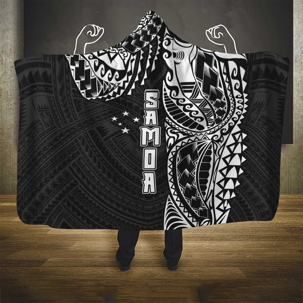 Samoa 685 Art Traditional Tattoo Pattern Hooded Blanket Black Color LT03 - Polynesian Pride