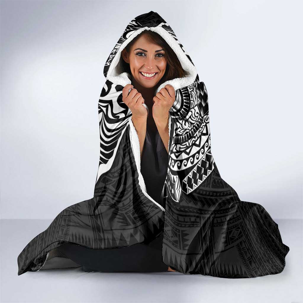 Samoa 685 Art Traditional Tattoo Pattern Hooded Blanket Black Color LT03 - Polynesian Pride