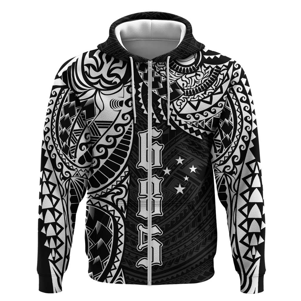 Samoa 685 Art Traditional Tattoo Pattern Hoodie Black Color LT03 Zip Hoodie Black - Polynesian Pride
