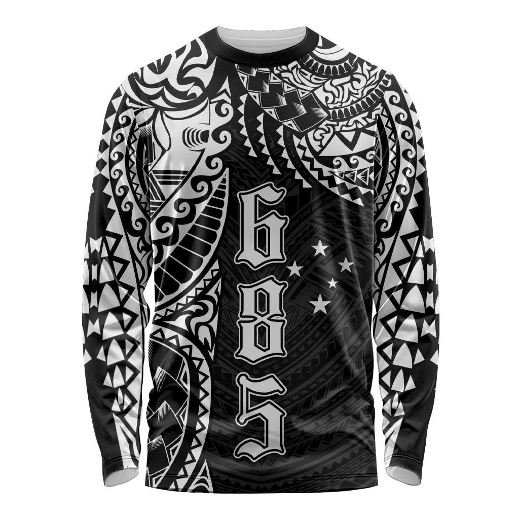 Samoa 685 Art Traditional Tattoo Pattern Long Sleeve Shirt Black Color LT03 Unisex Black - Polynesian Pride