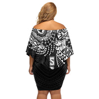 Samoa 685 Art Traditional Tattoo Pattern Off Shoulder Short Dress Black Color LT03 - Polynesian Pride
