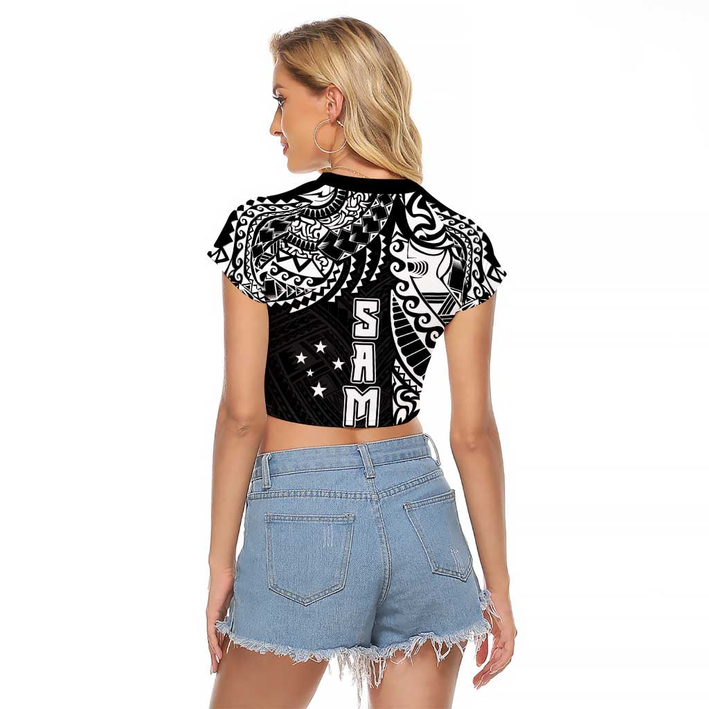 Samoa 685 Art Traditional Tattoo Pattern Raglan Cropped T Shirt Black Color