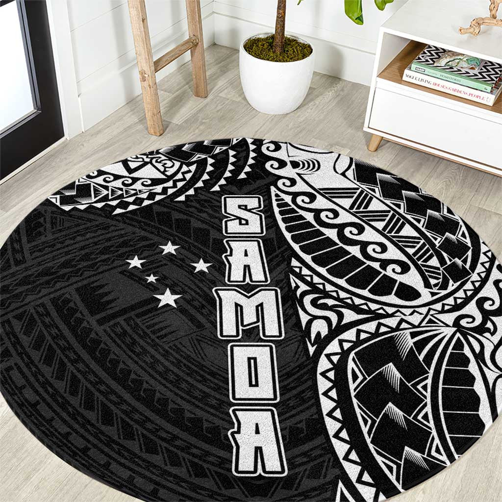 Samoa 685 Art Traditional Tattoo Pattern Round Carpet Black Color LT03 Black - Polynesian Pride