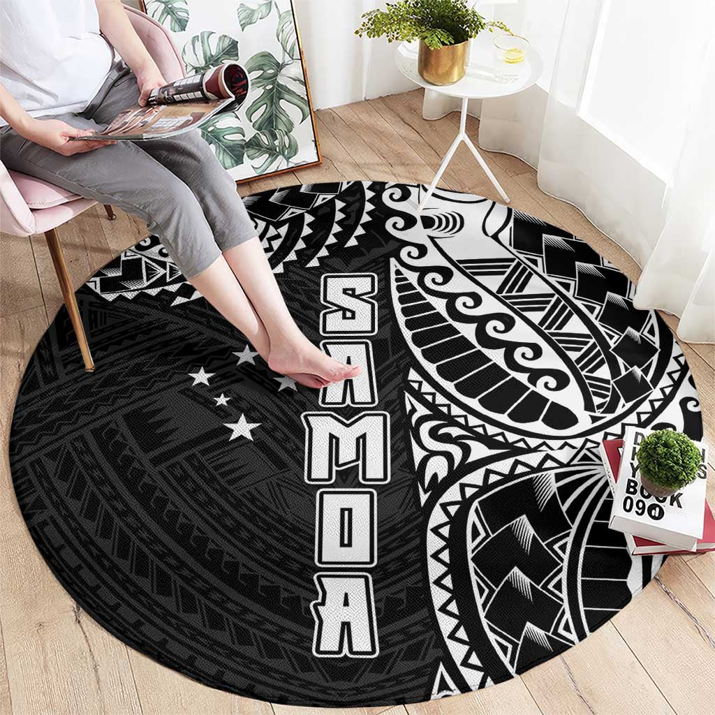 Samoa 685 Art Traditional Tattoo Pattern Round Carpet Black Color LT03 - Polynesian Pride