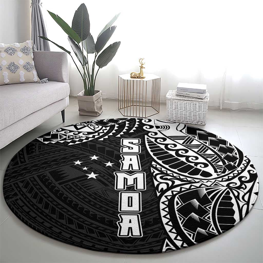 Samoa 685 Art Traditional Tattoo Pattern Round Carpet Black Color LT03 - Polynesian Pride