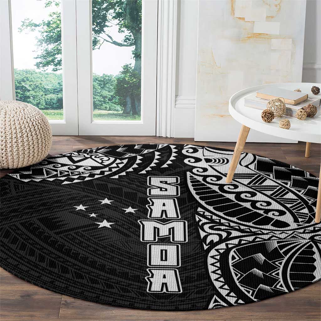 Samoa 685 Art Traditional Tattoo Pattern Round Carpet Black Color LT03 - Polynesian Pride
