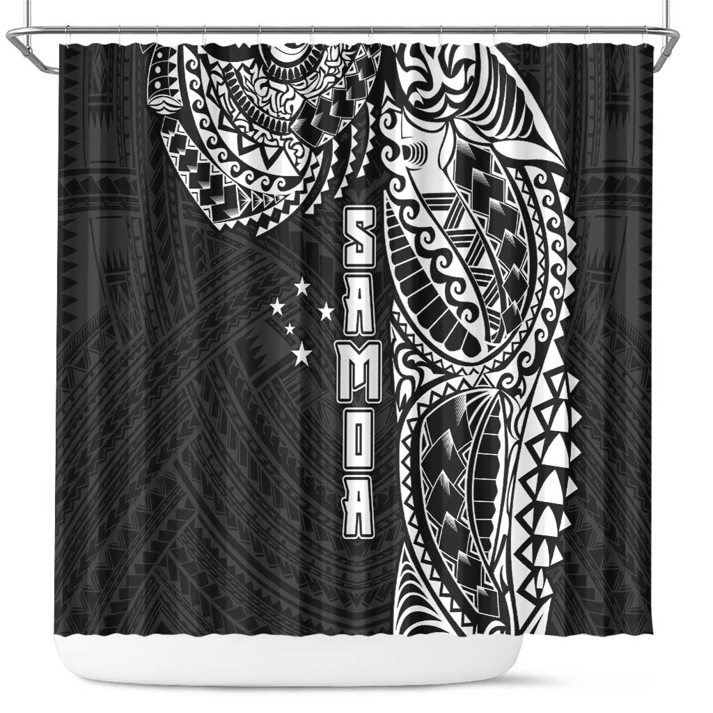 Samoa 685 Art Traditional Tattoo Pattern Shower Curtain Black Color LT03 Black - Polynesian Pride