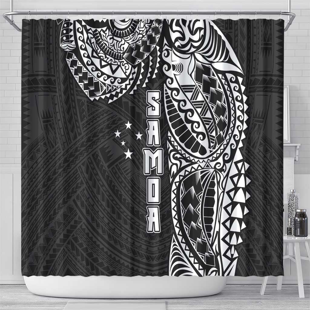 Samoa 685 Art Traditional Tattoo Pattern Shower Curtain Black Color LT03 - Polynesian Pride