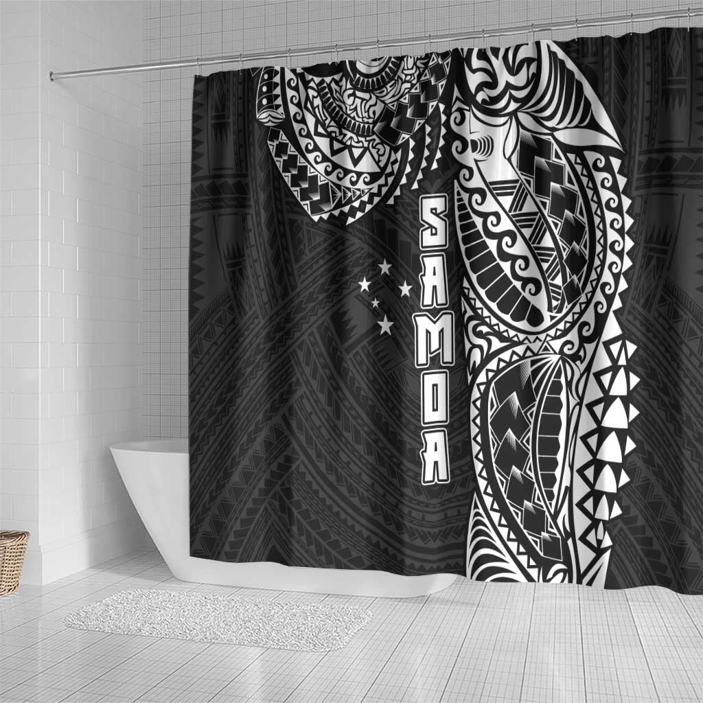 Samoa 685 Art Traditional Tattoo Pattern Shower Curtain Black Color LT03 - Polynesian Pride
