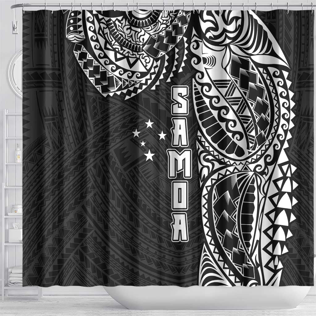 Samoa 685 Art Traditional Tattoo Pattern Shower Curtain Black Color LT03 - Polynesian Pride