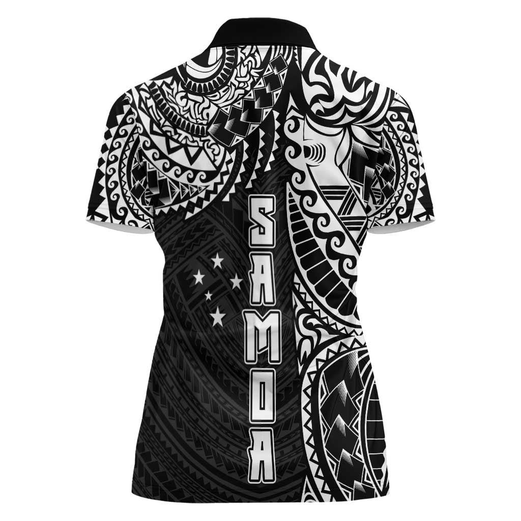 Samoa 685 Art Traditional Tattoo Pattern Women Polo Shirt Black Color