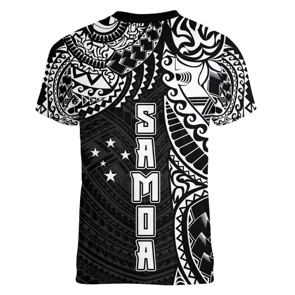 Samoa 685 Art Traditional Tattoo Pattern Women V-Neck T-Shirt Black Color LT03 - Polynesian Pride