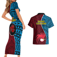 Bintangor Goroka Lahanis Rugby Couples Matching Short Sleeve Bodycon Dress and Hawaiian Shirt Papua New Guinea Polynesian Tattoo LT03 - Polynesian Pride