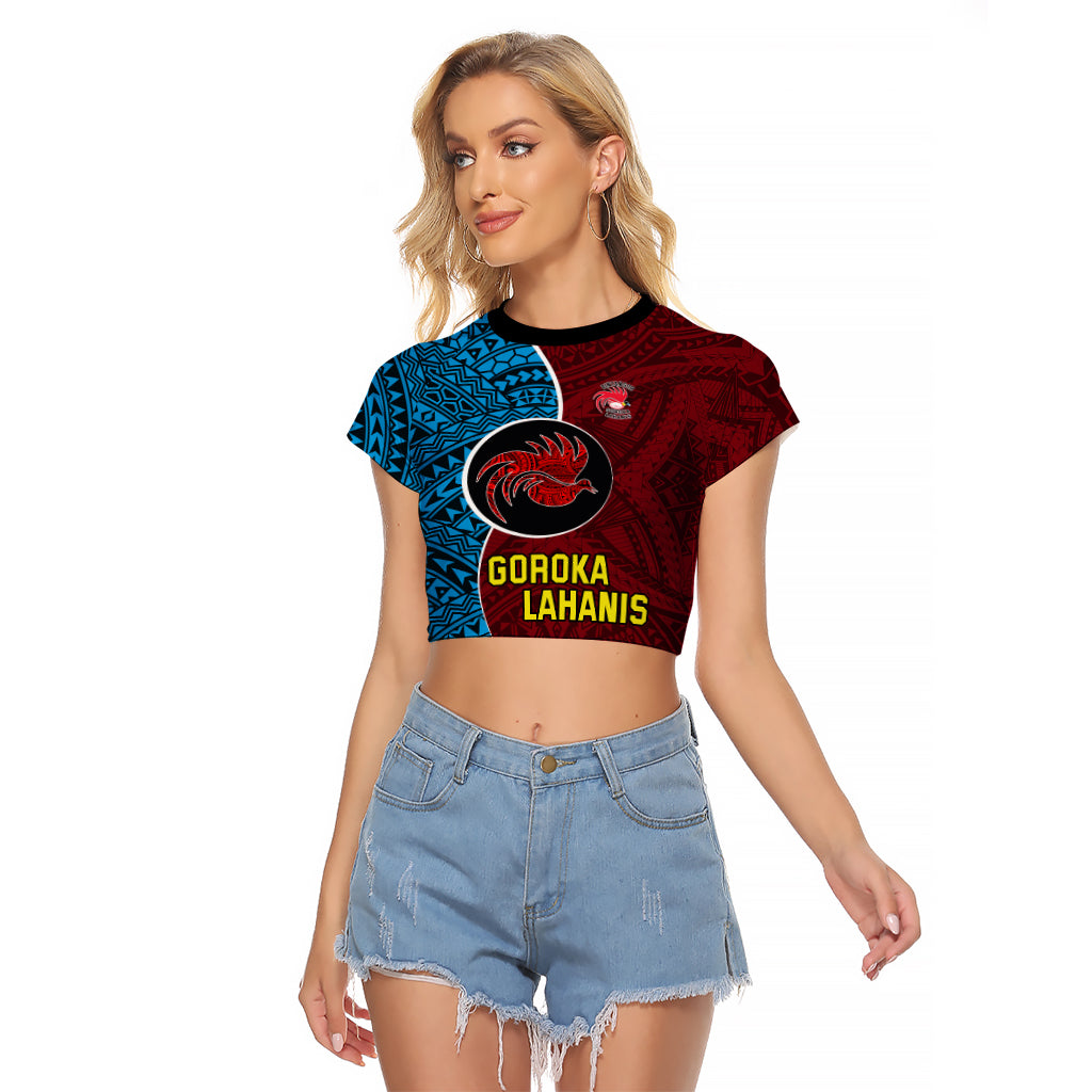 Bintangor Goroka Lahanis Rugby Raglan Cropped T Shirt Papua New Guinea Polynesian Tattoo LT03 Female Red - Polynesian Pride
