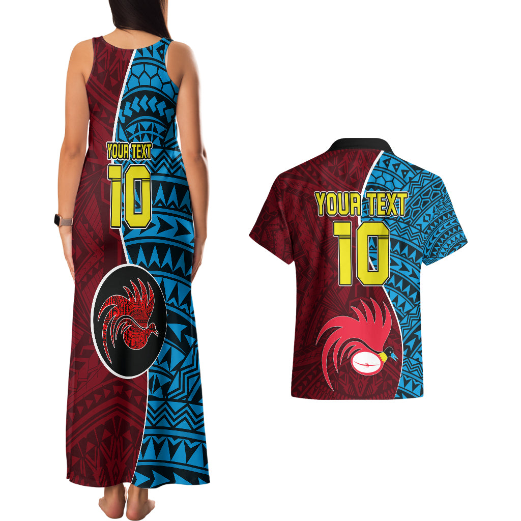 Custom Bintangor Goroka Lahanis Rugby Couples Matching Tank Maxi Dress and Hawaiian Shirt Papua New Guinea Polynesian Tattoo LT03 - Polynesian Pride