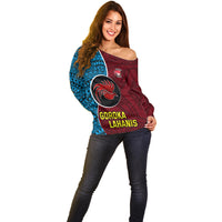 Custom Bintangor Goroka Lahanis Rugby Off Shoulder Sweater Papua New Guinea Polynesian Tattoo LT03 - Polynesian Pride