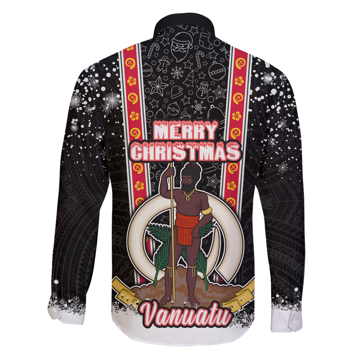 Vanuatu Christmas Family Matching Long Sleeve Bodycon Dress and Hawaiian Shirt Polynesian Tribal Snow Style LT03 - Polynesian Pride