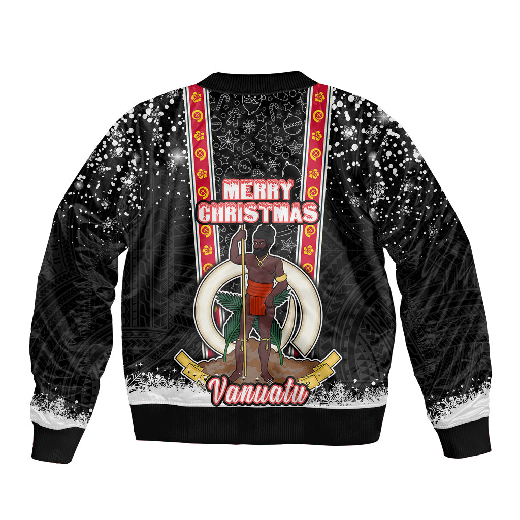 Vanuatu Christmas Sleeve Zip Bomber Jacket Polynesian Tribal Snow Style LT03 - Polynesian Pride