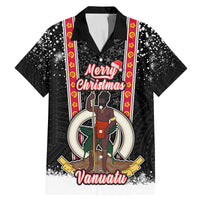 Personalised Vanuatu Christmas Family Matching Mermaid Dress and Hawaiian Shirt Polynesian Tribal Snow Style LT03 Dad's Shirt - Short Sleeve Black - Polynesian Pride