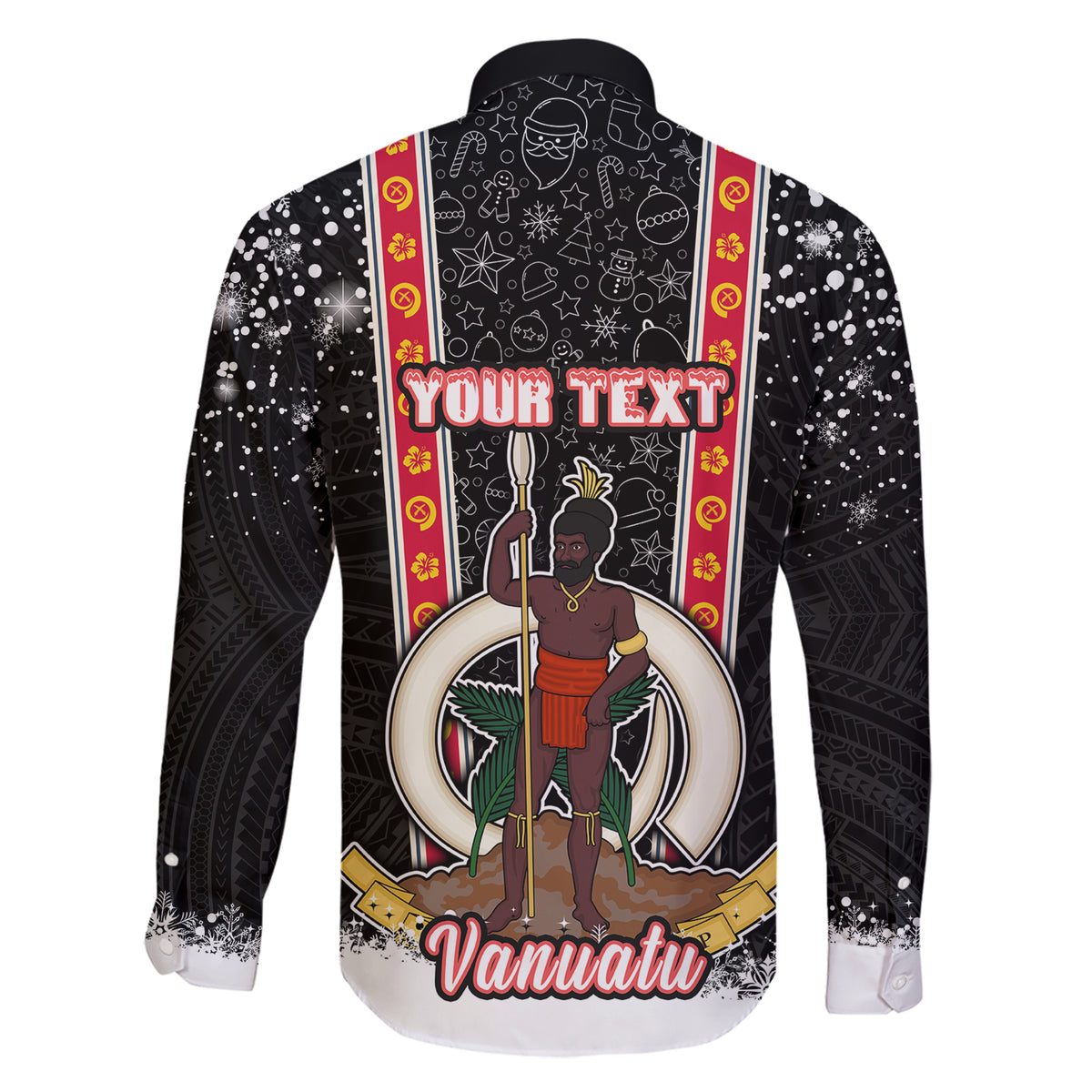 Personalised Vanuatu Christmas Family Matching Short Sleeve Bodycon Dress and Hawaiian Shirt Polynesian Tribal Snow Style LT03 - Polynesian Pride