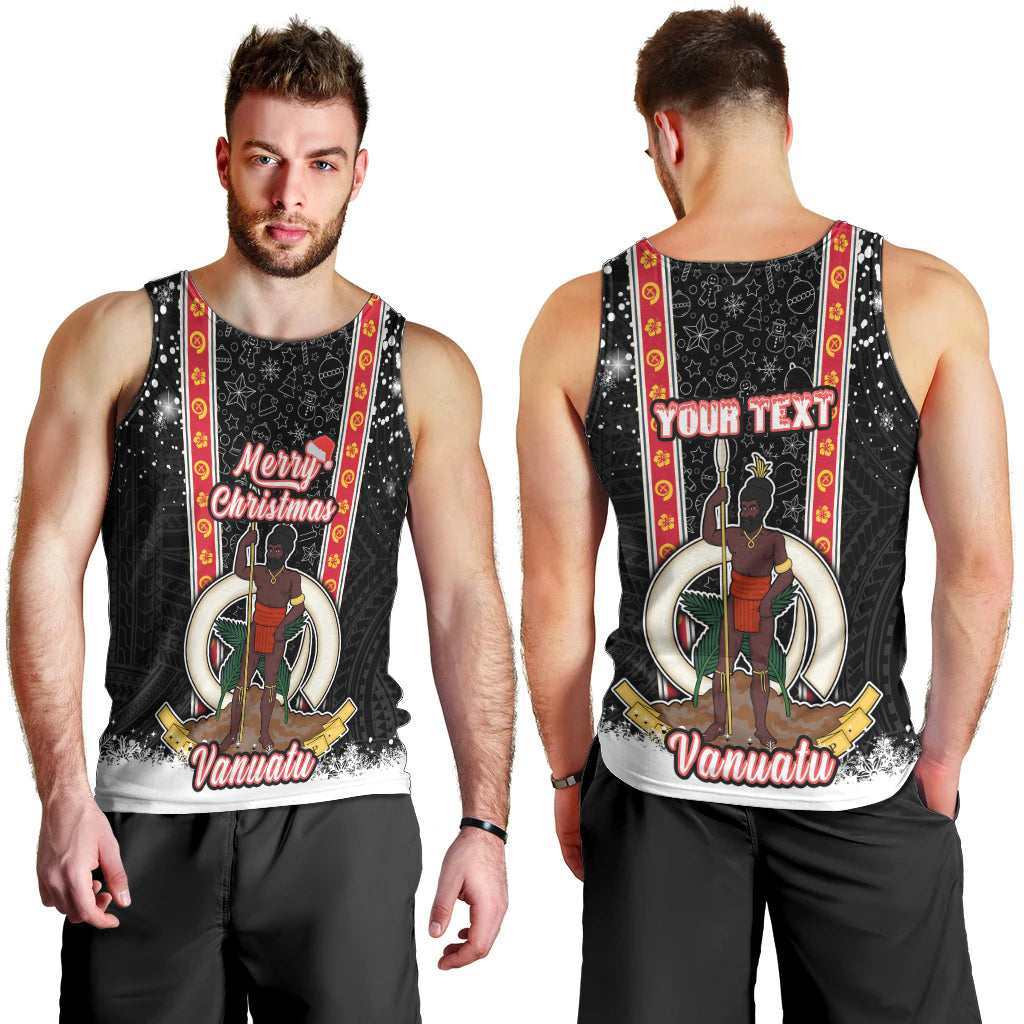 Personalised Vanuatu Christmas Men Tank Top Polynesian Tribal Snow Style LT03 - Polynesian Pride