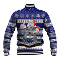 Samoa Christmas Baseball Jacket The Santa Coat of Arms with Samoa Bracelet Pattern LT03 - Polynesian Pride