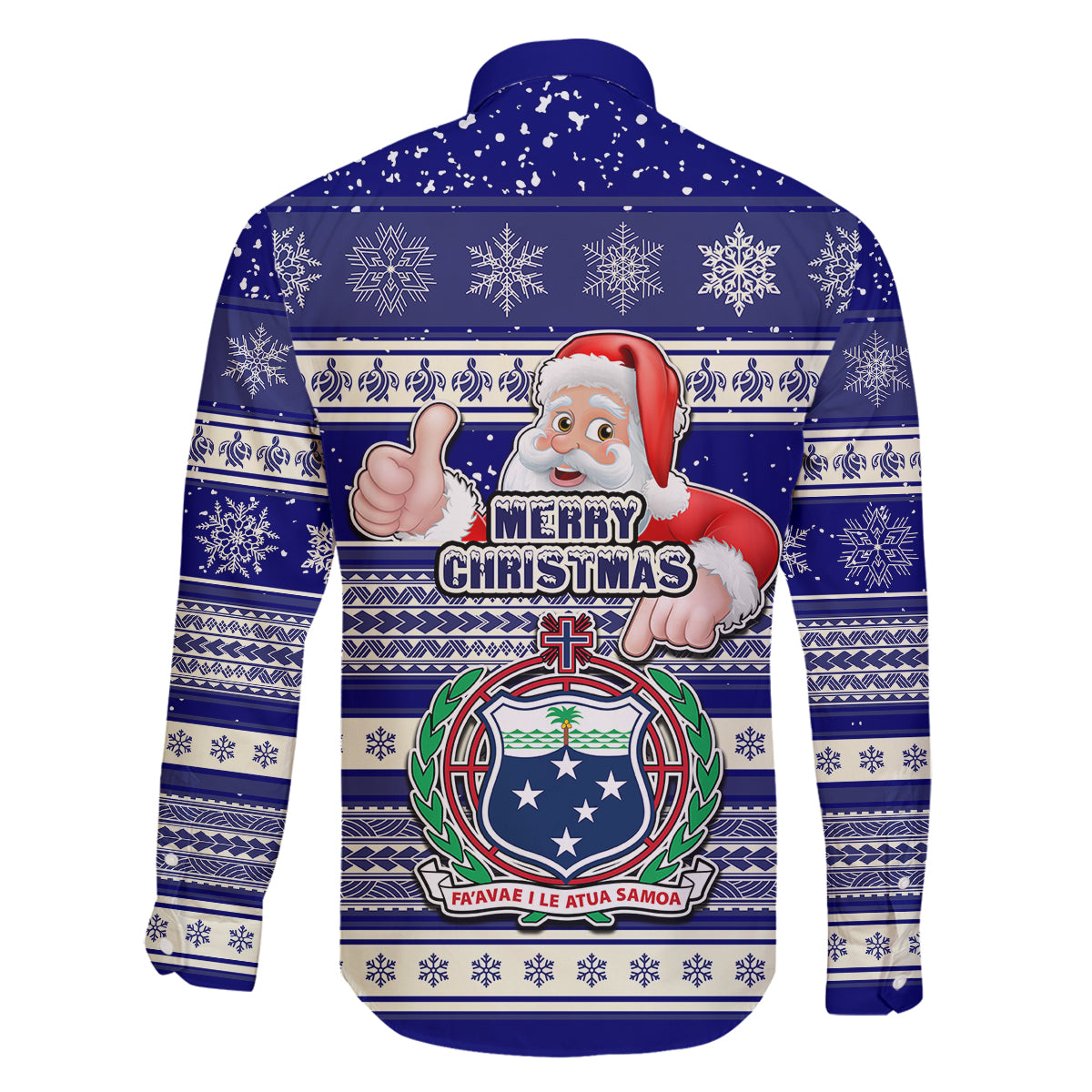 Samoa Christmas Family Matching Puletasi Dress and Hawaiian Shirt The Santa Coat of Arms with Samoa Bracelet Pattern LT03 - Polynesian Pride