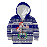 Samoa Christmas Kid Hoodie The Santa Coat of Arms with Samoa Bracelet Pattern LT03 Zip Hoodie Blue - Polynesian Pride