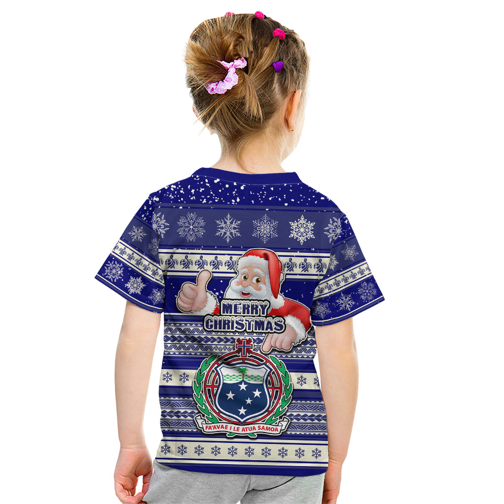 Samoa Christmas Kid T Shirt The Santa Coat of Arms with Samoa Bracelet Pattern LT03 - Polynesian Pride