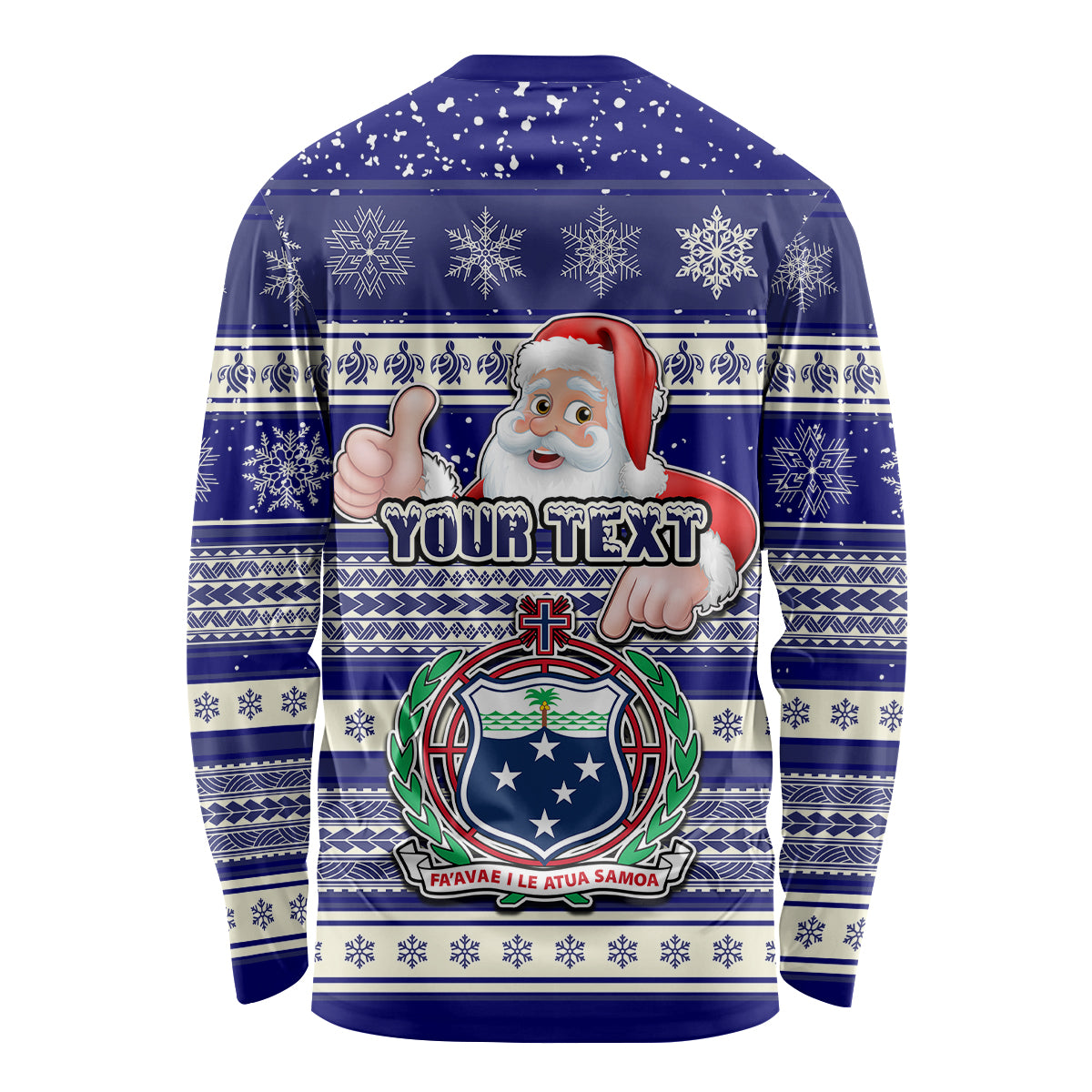 Custom Samoa Christmas Long Sleeve Shirt The Santa Coat of Arms with Samoa Bracelet Pattern LT03 - Polynesian Pride