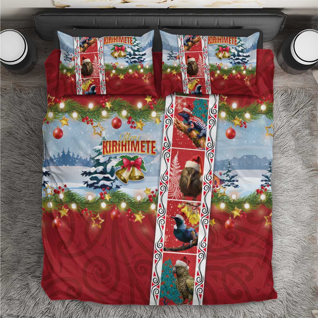 New Zealand Merry Christmas Bedding Set Maori Animals, Koru Tattoo - Red Xmas Style LT03 Red - Polynesian Pride