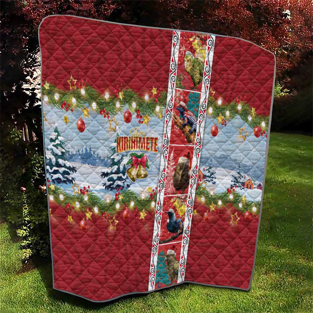 New Zealand Merry Christmas Quilt Maori Animals, Koru Tattoo - Red Xmas Style