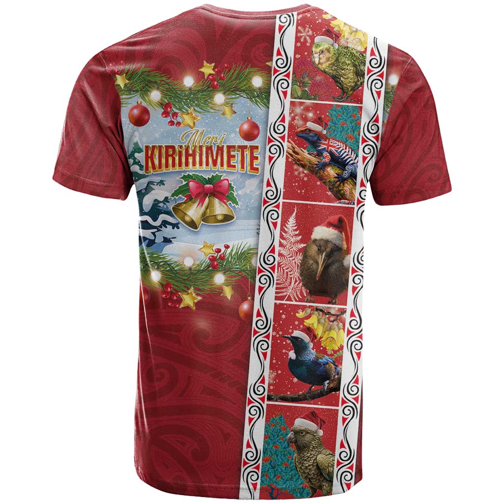 New Zealand Merry Christmas T Shirt Maori Animals, Koru Tattoo - Red Xmas Style