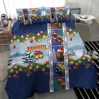 New Zealand Merry Christmas Bedding Set Maori Animals, Koru Tattoo - Blue Xmas Style