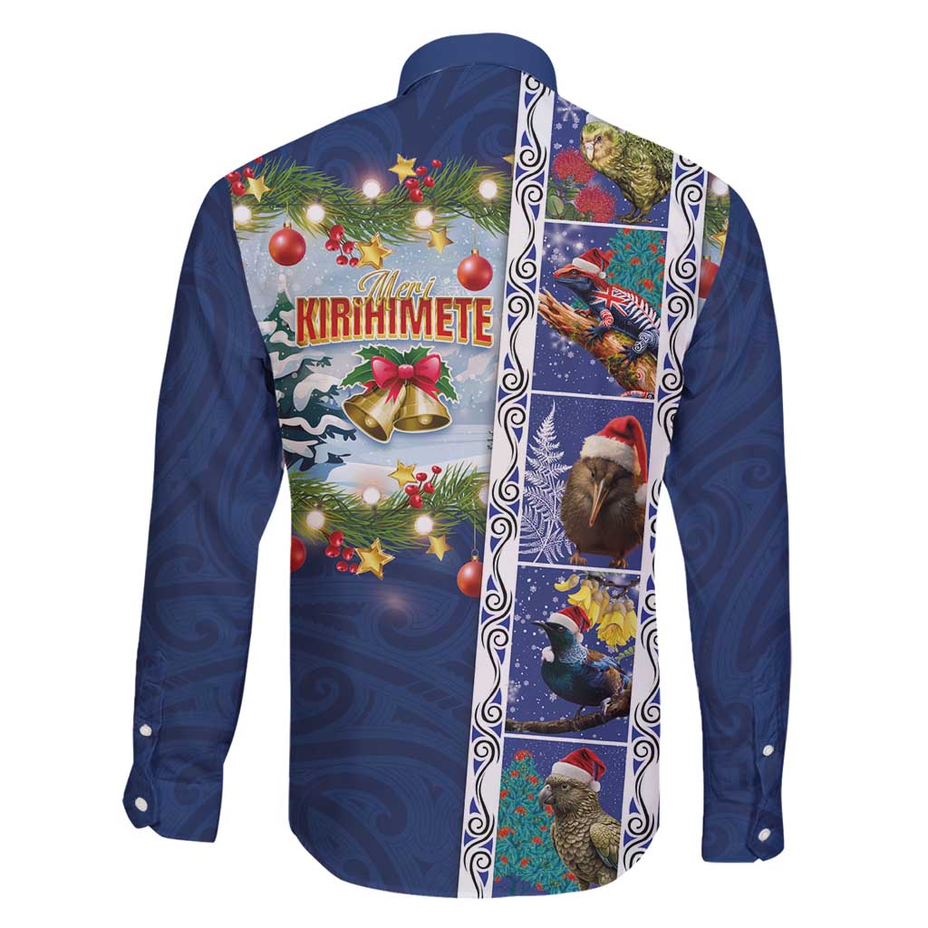 New Zealand Merry Christmas Family Matching Puletasi and Hawaiian Shirt Maori Animals, Koru Tattoo - Blue Xmas Style